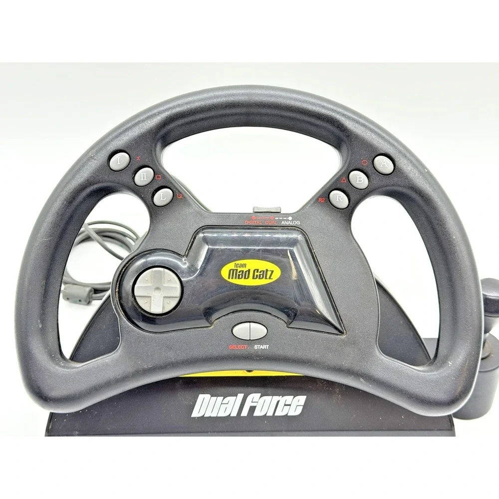 Mad Catz Dual Force Racing‎ Wheel & Pedals PS1 PS2 Steering Wheel Untested
